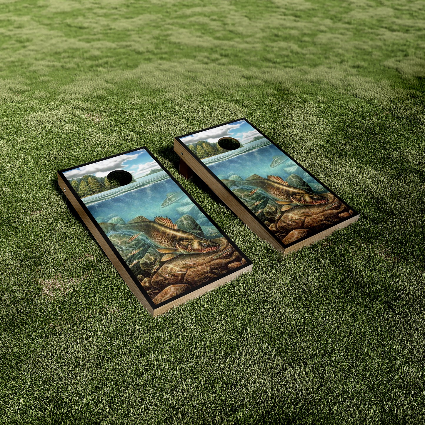 Walleye Underwater Artistic Cornhole Wraps/Skins