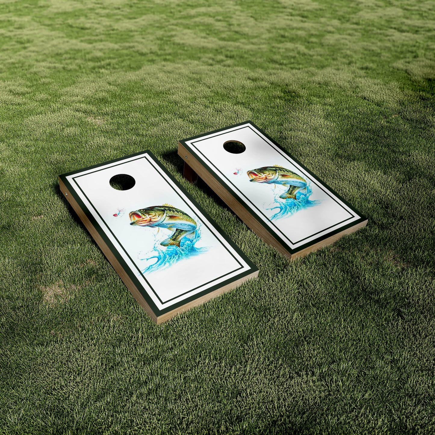 Bass Jumping From water Cornhole Vinyl Wraps/Skins