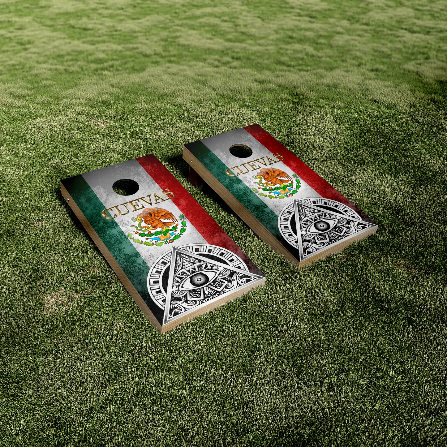 Mexican Flag Cornhole Vinyl Wraps/Skins