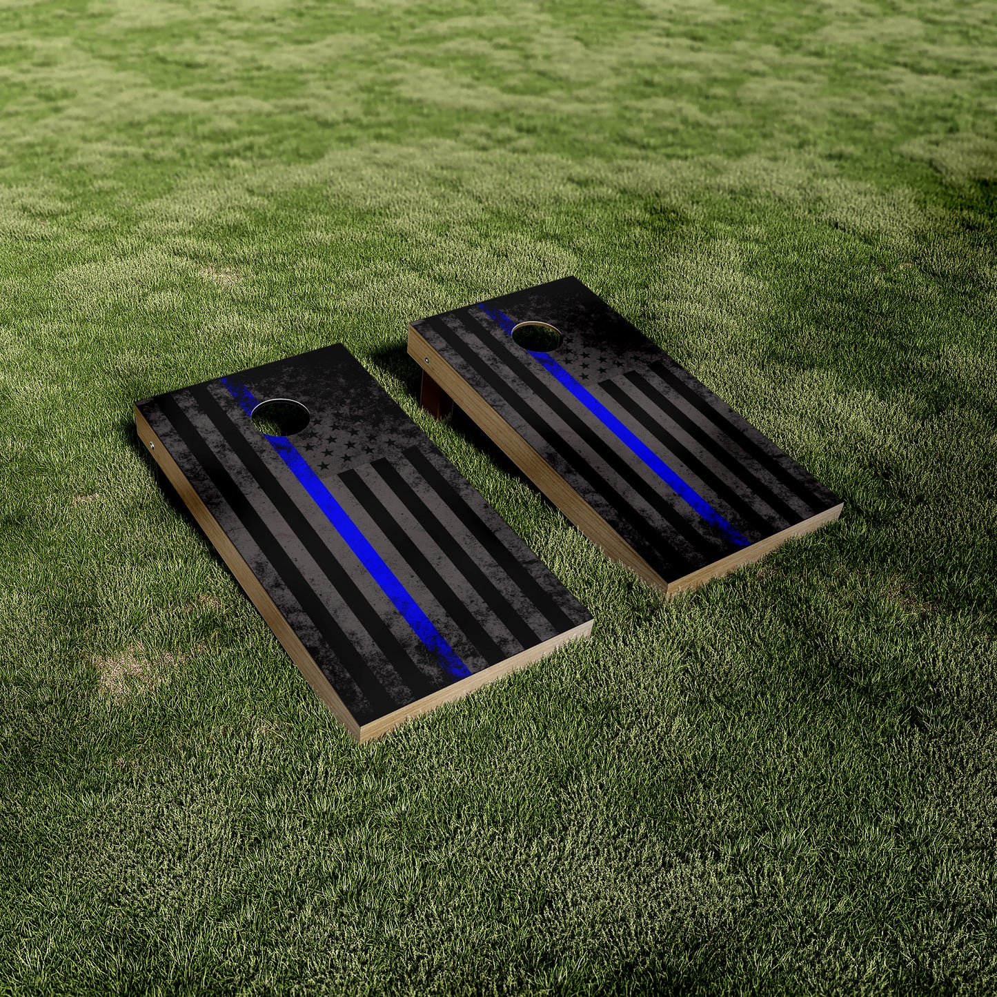Black/Grey Faded Thin Blue Line Cornhole Wraps/Skins