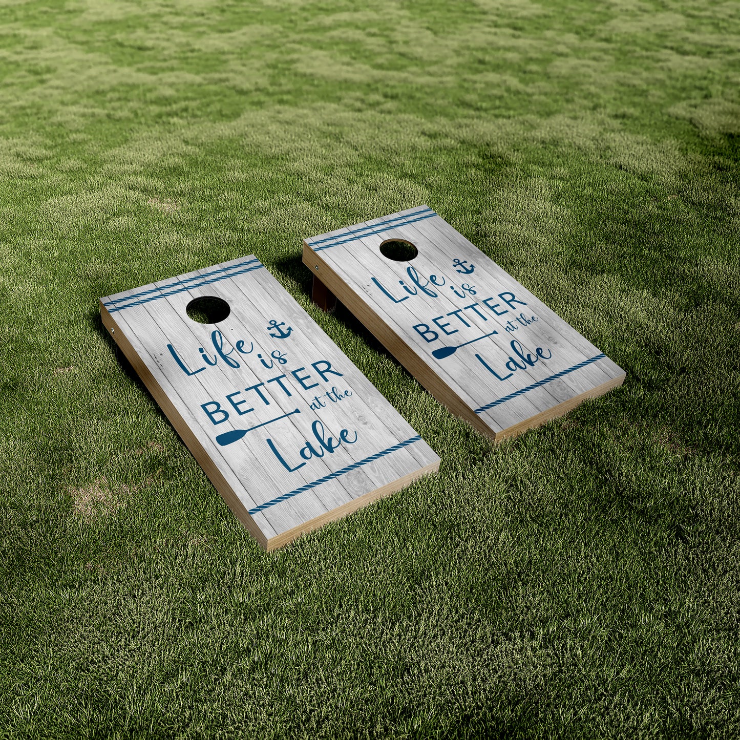 Life is Better at The Lake Vinyl Wraps/Skins Cornhole Set