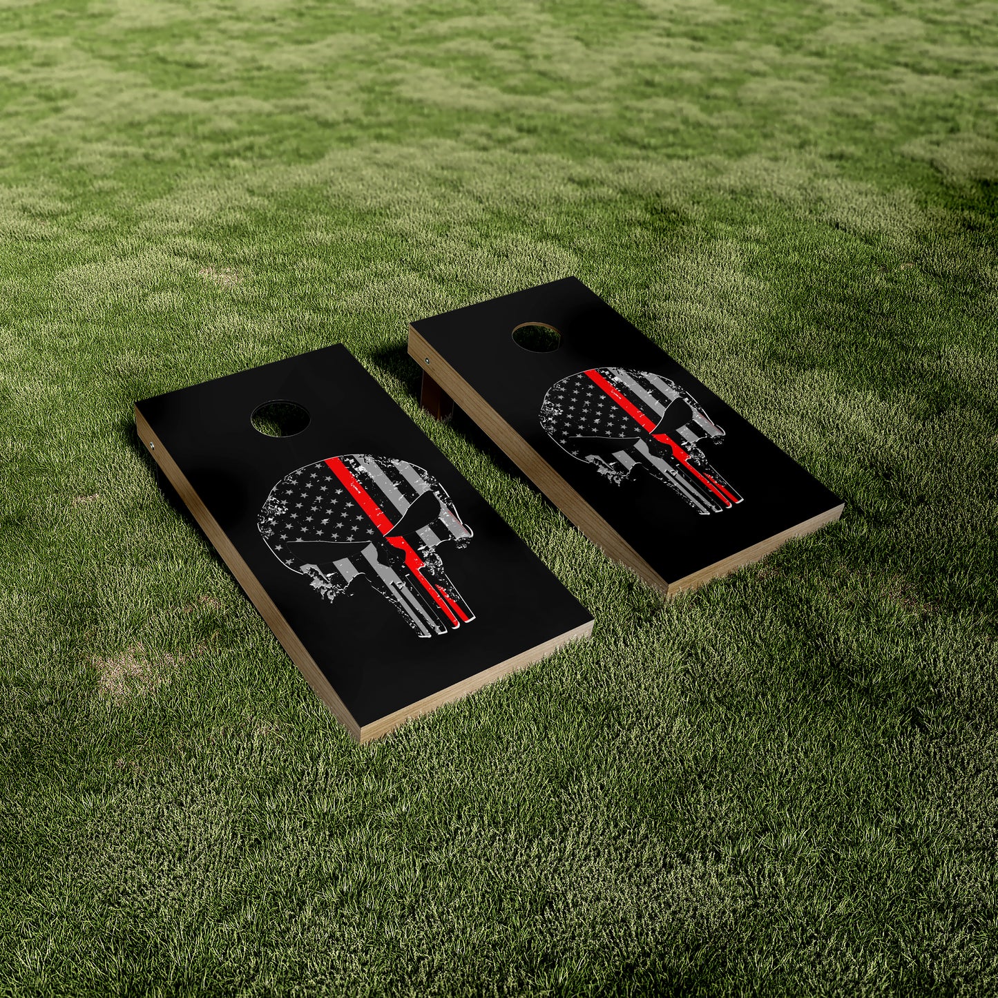 Punisher Thin Red Line Cornhole Vinyl Wraps/Skins