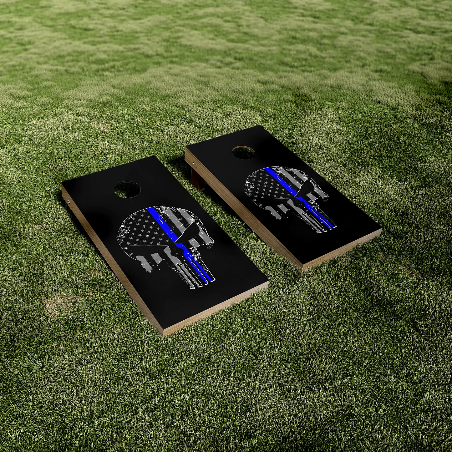 Punisher Thin Blue Line Cornhole Vinyl Wraps/Skins