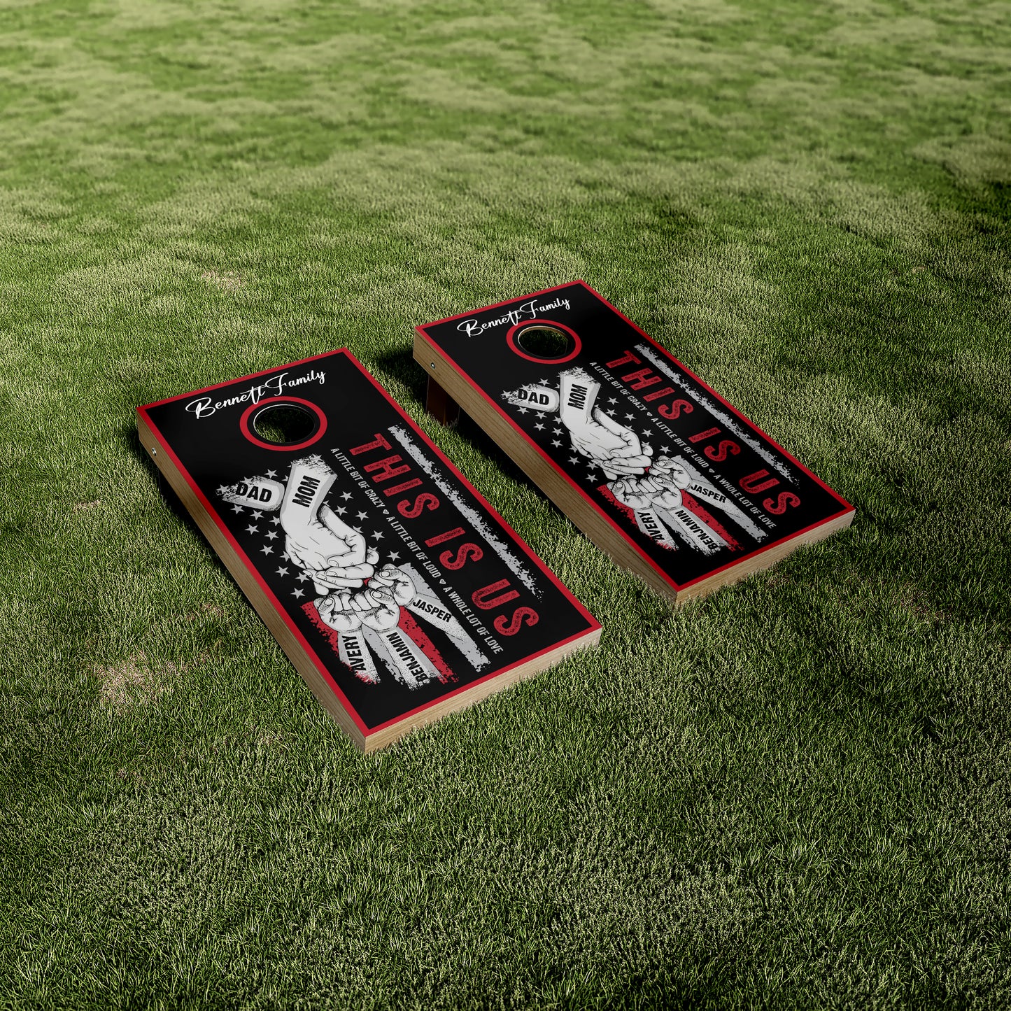 This is Us Family Cornhole Wraps/Skins Customizeable names