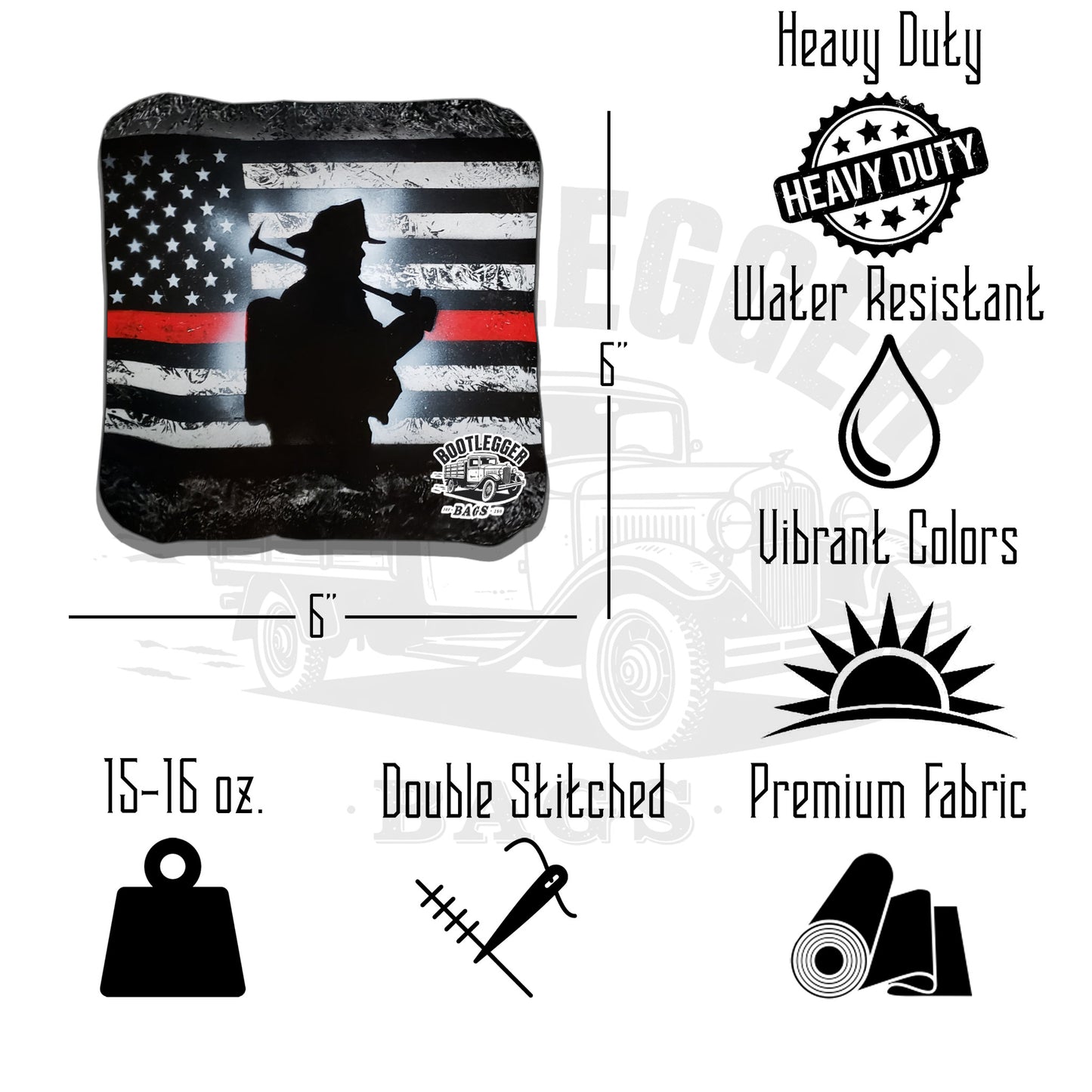 Thin Red Line with Sillouette Cornhole Bags