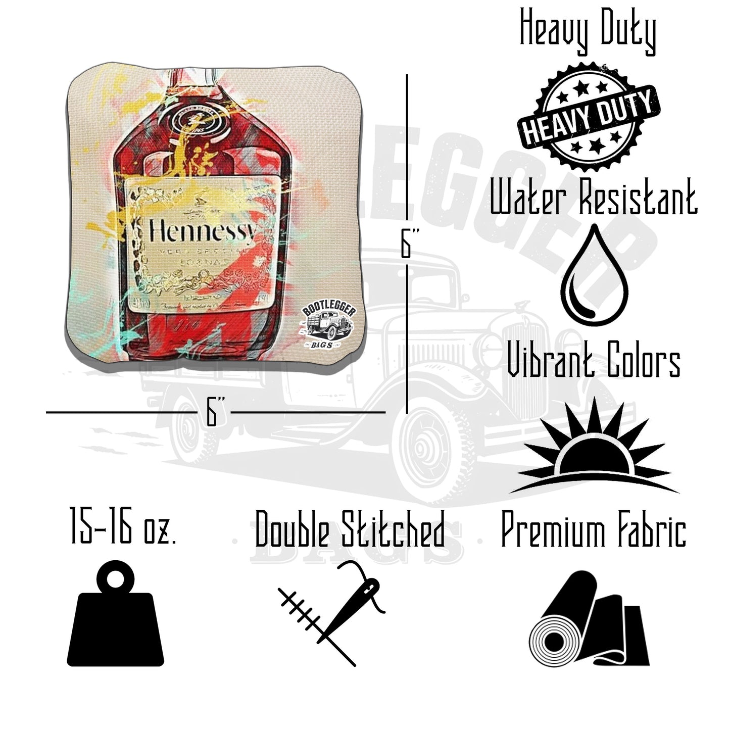 Hennessy Fan Art Cornhole Bags