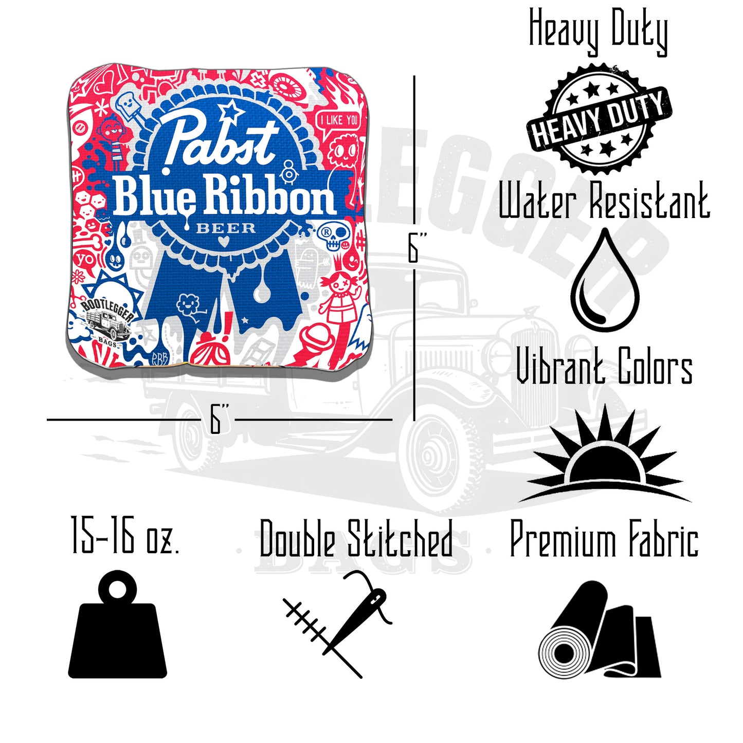 Pabst Blue Ribbon Fan Art Cornhole Bags