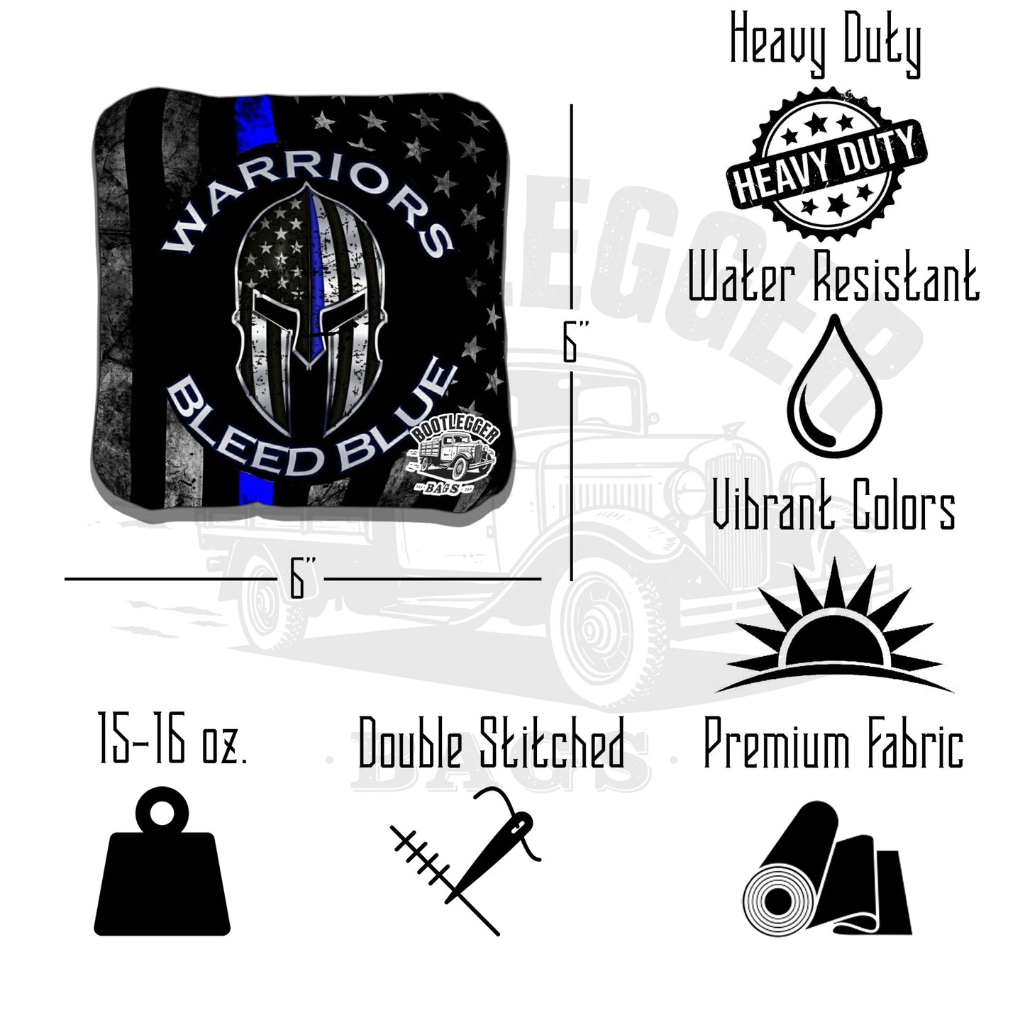 Thin Blue Line Warriors Bleed Blue Cornhole Bags