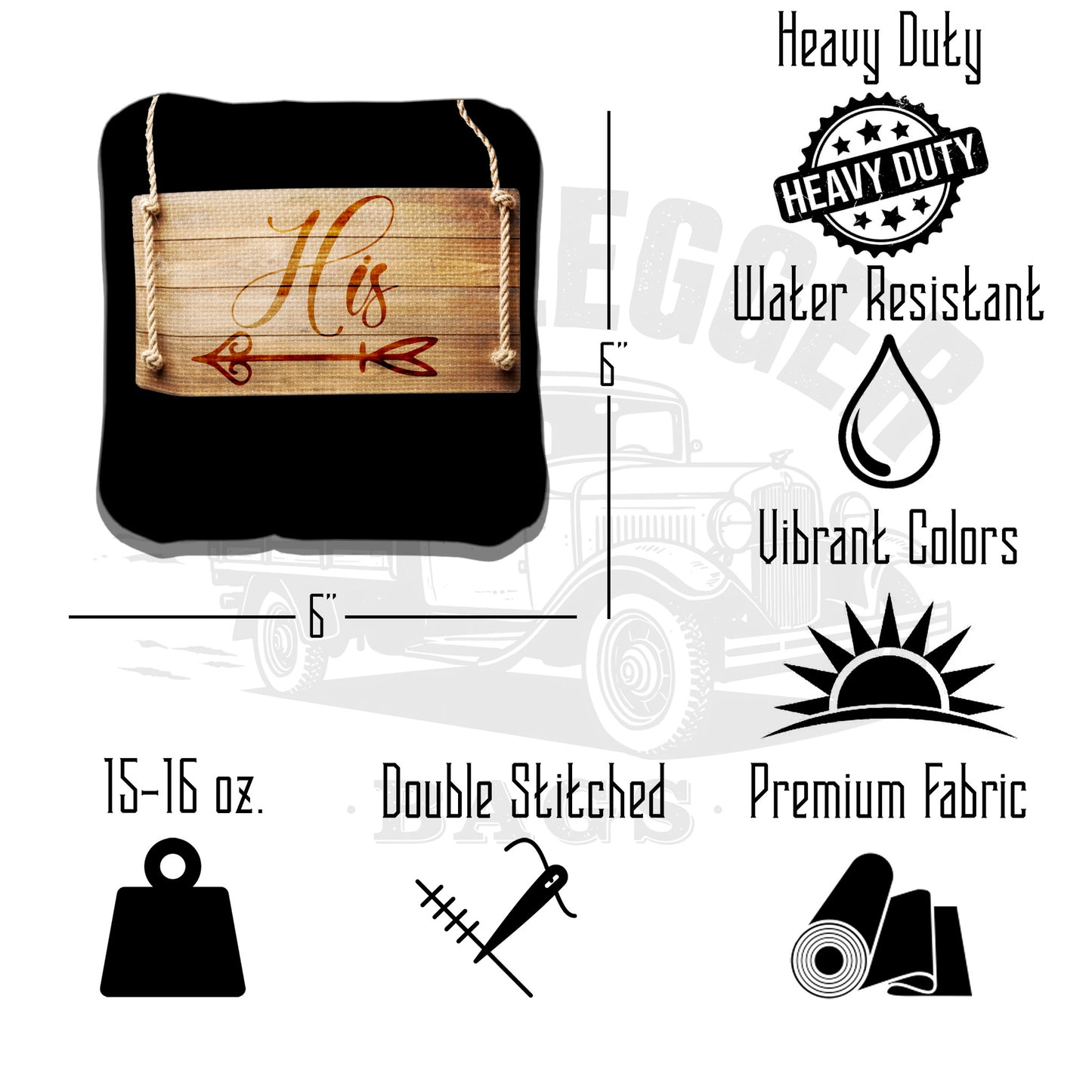 His and Hers Wood Weddding Signs Cornhole Bags