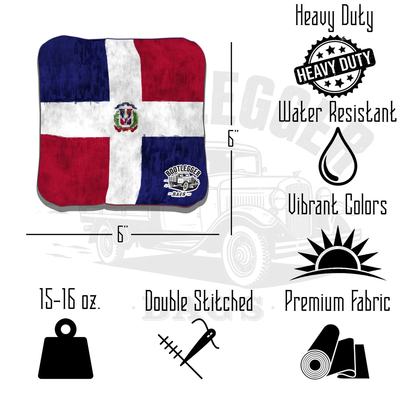 Dominican Republic and American Flag Cornhole Bags