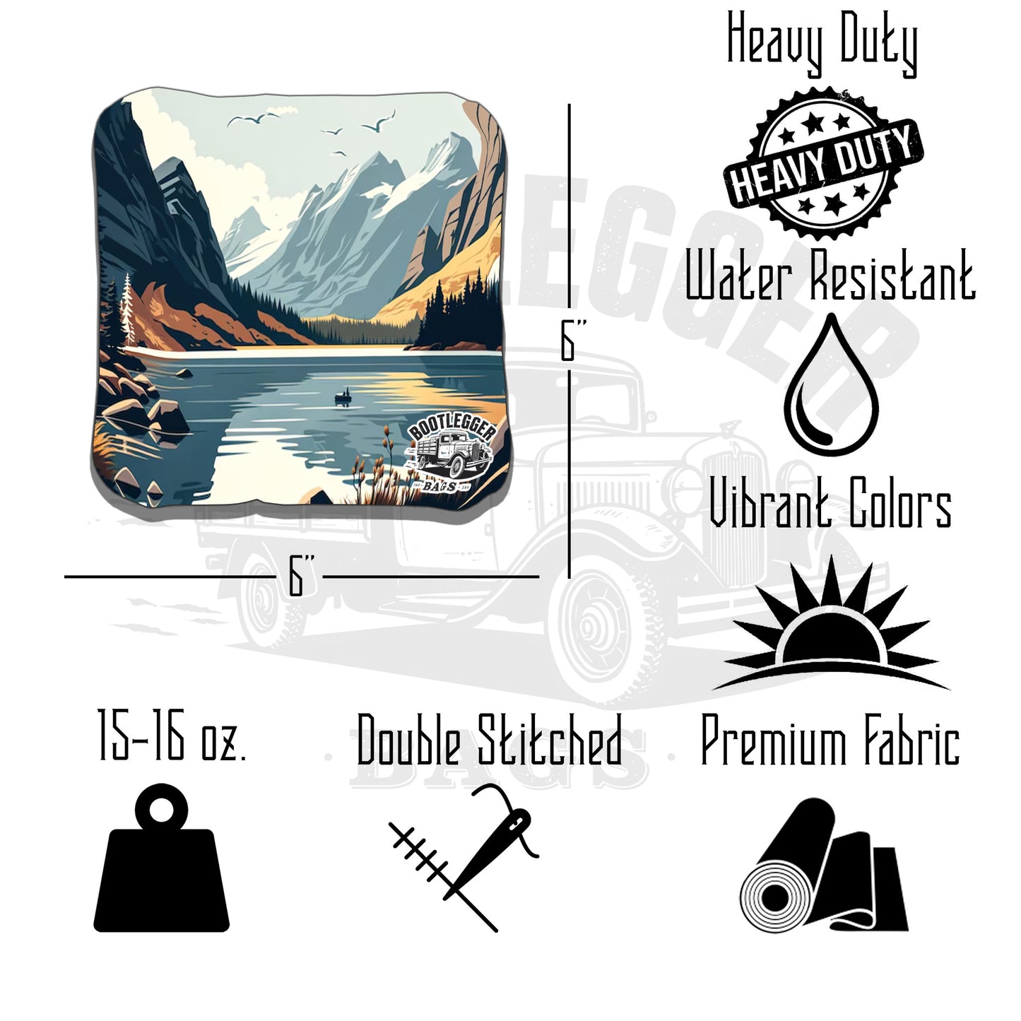 Mountains and River Landscape Cornhole Bags