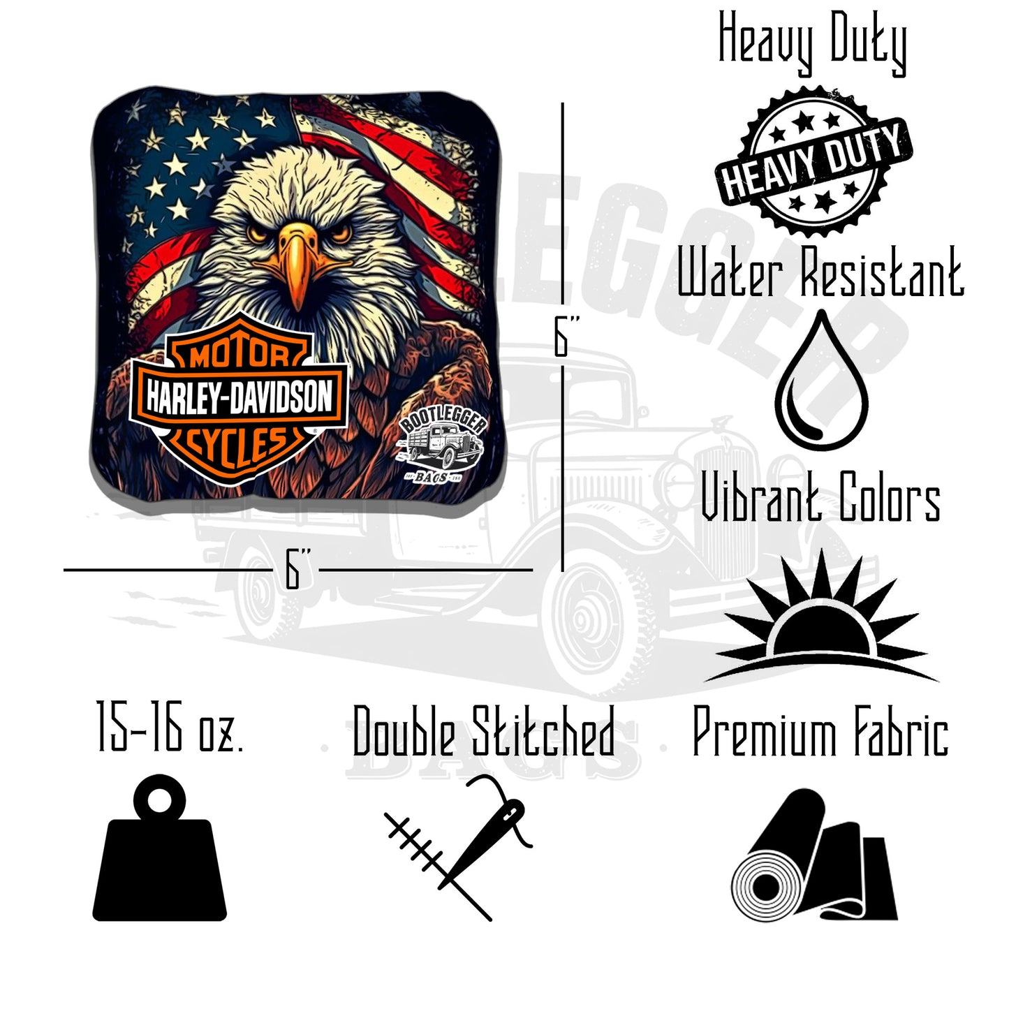 Harley Davidson Eagle and Skull Cornhole Bags