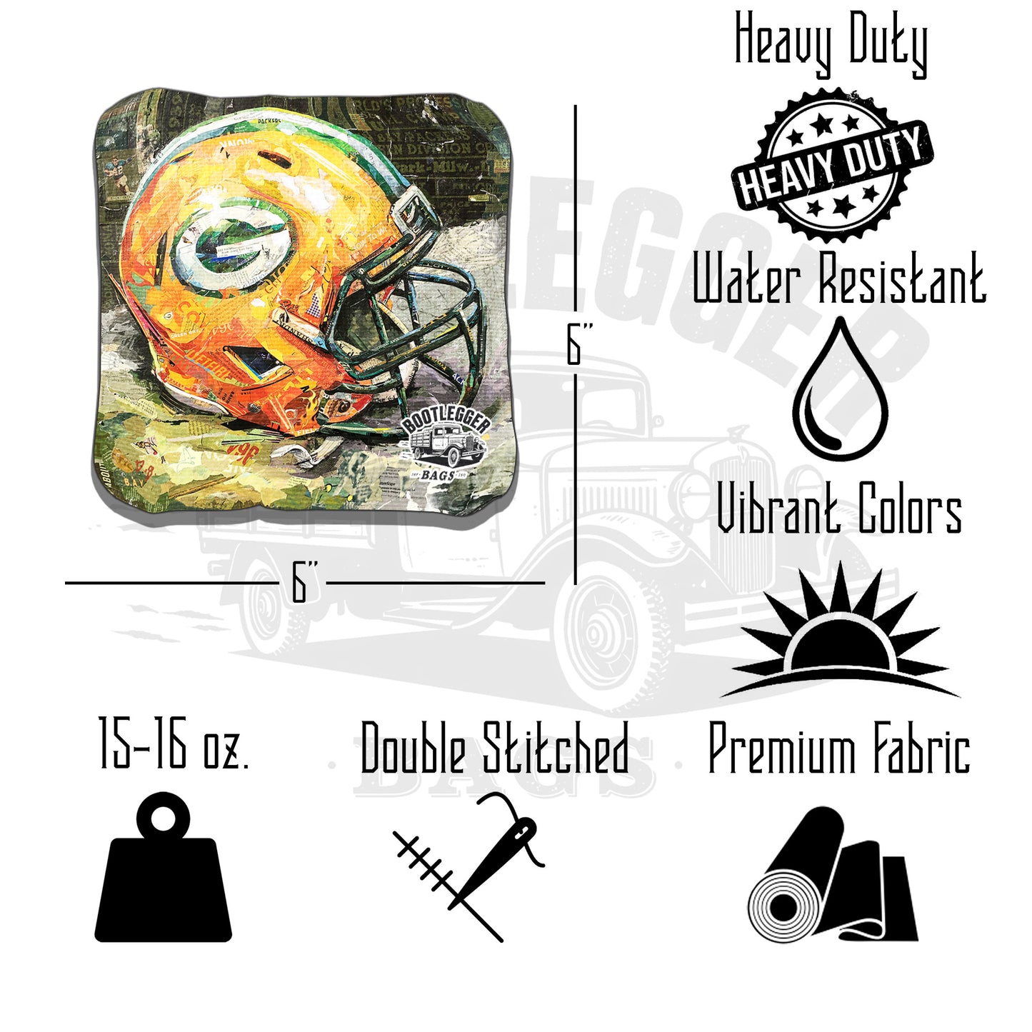 Green Bay Packers Fan Art Cornhole Bags