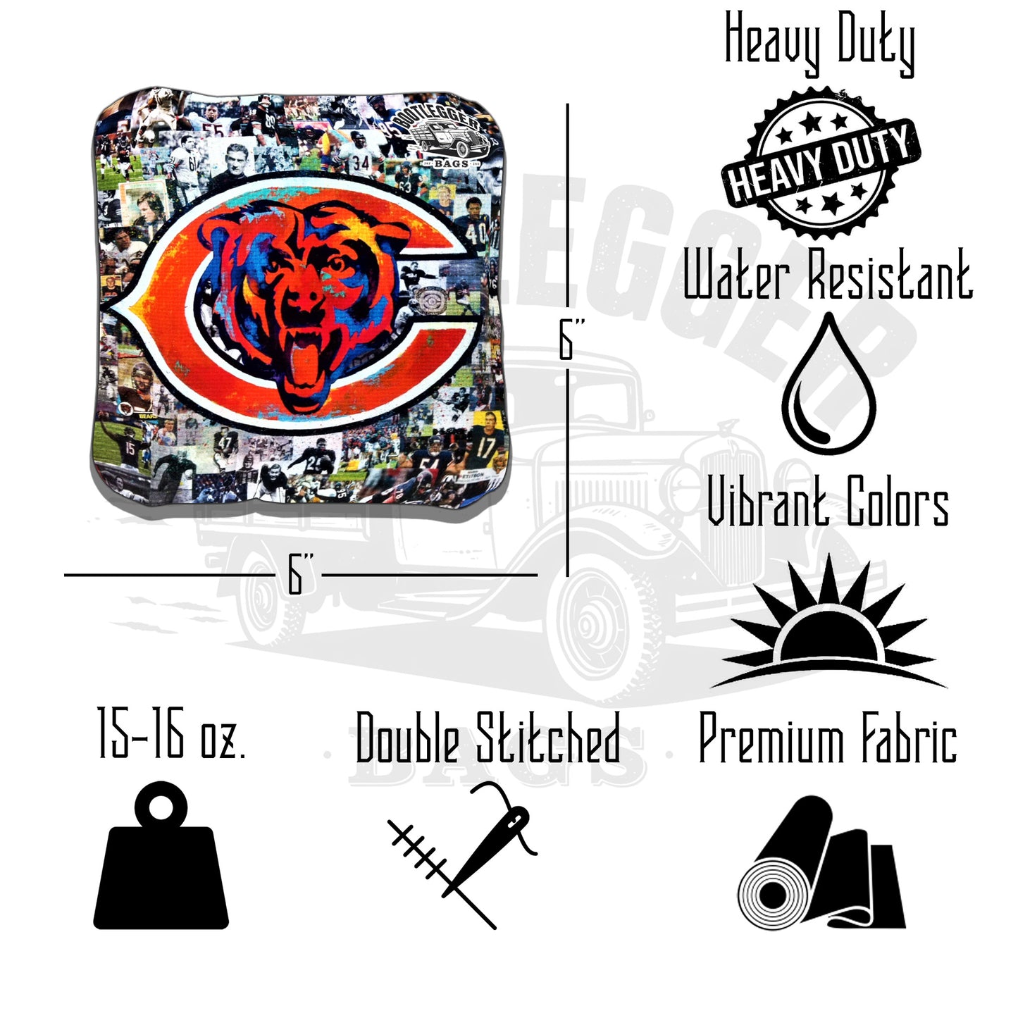 Chicago Bears Fan Art Cornhole Bags