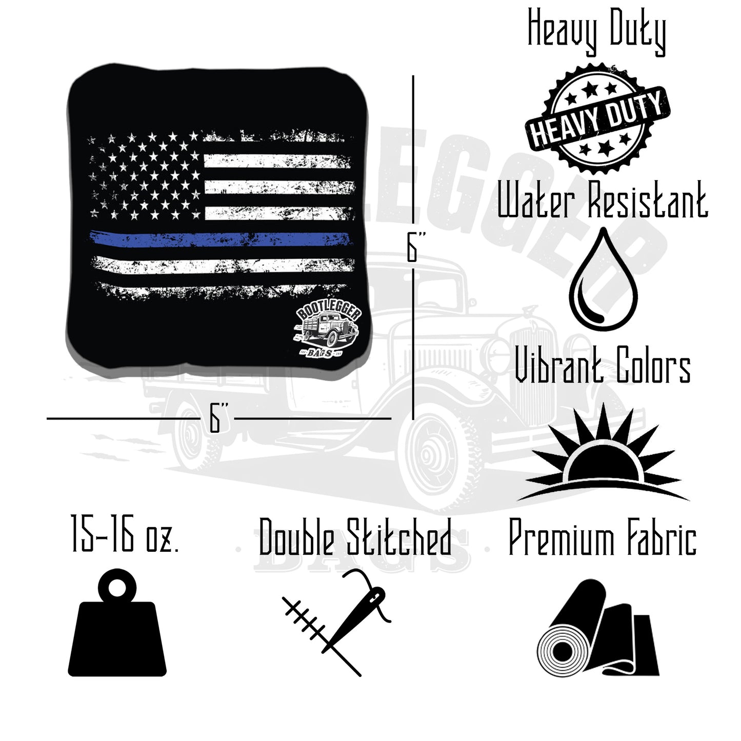 Thin Blue Line Punisher Flag Cornhole Bags