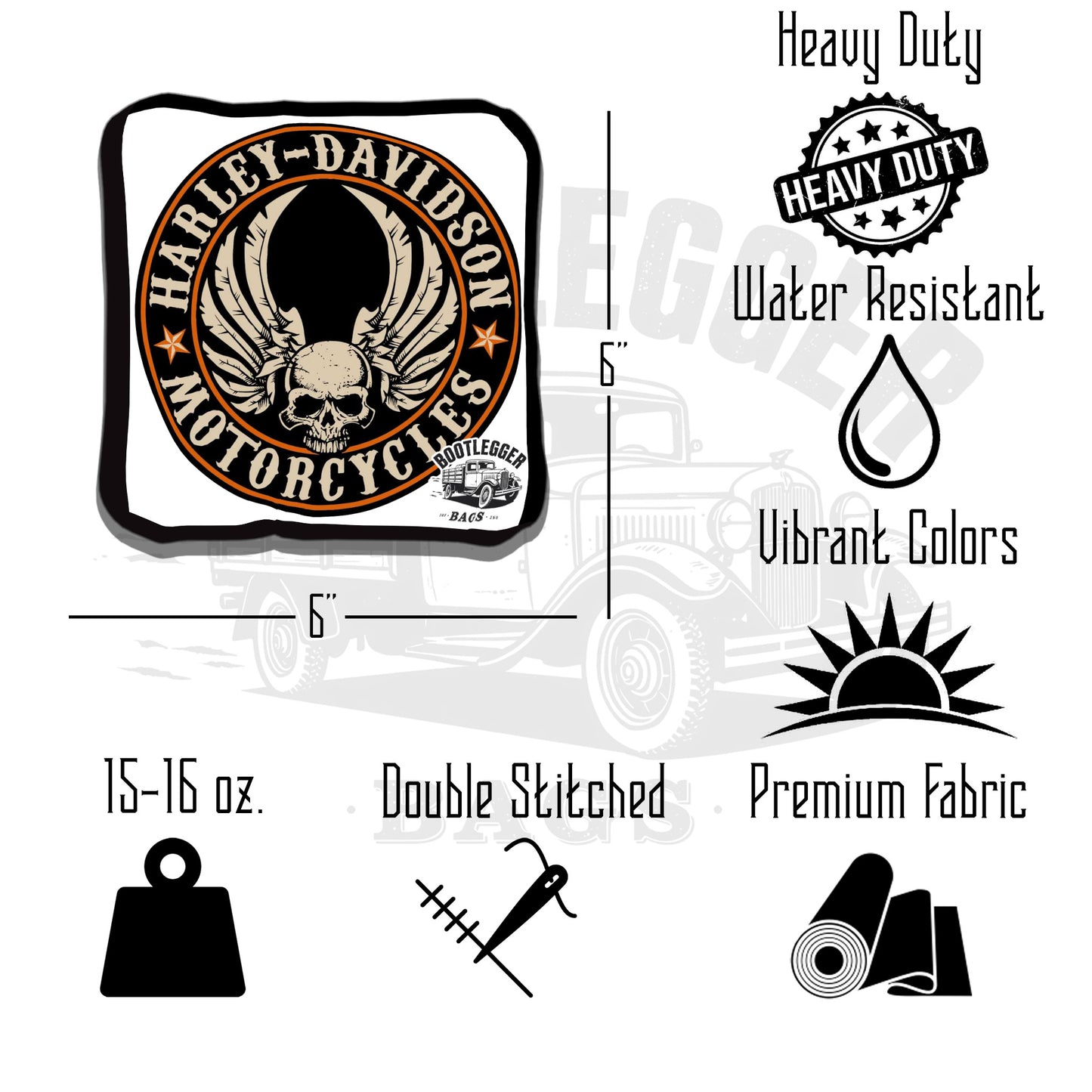 Harley Davidson Straw Castle Cornhole Bags