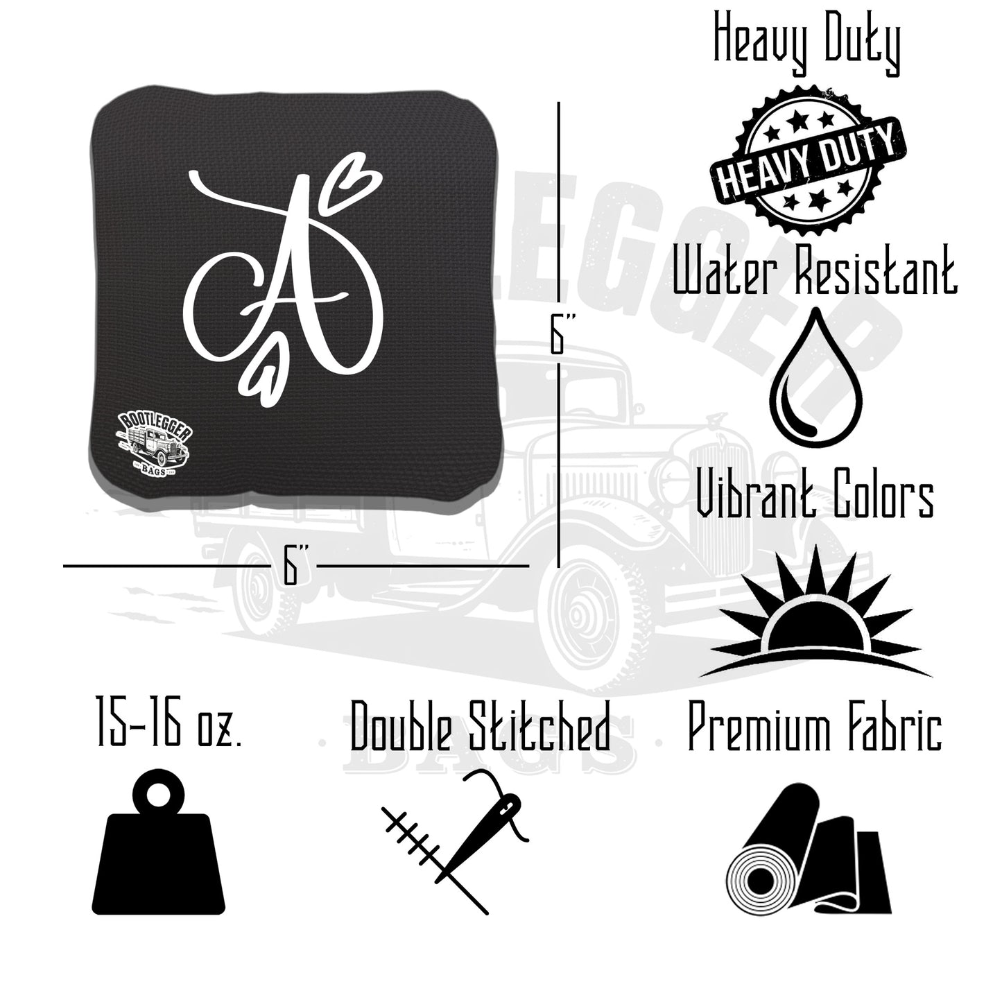 Wedding Monogram with Hearts Cornhole Bags