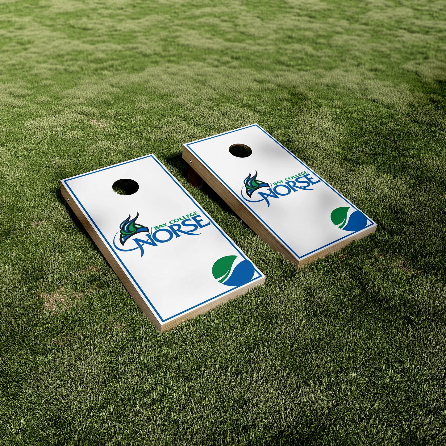 Bay College Norse Printed Cornhole Vinyl Wraps