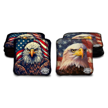 RWB American Flag with Eagle Cornhole Bags