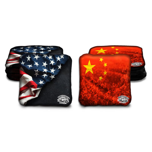 Chinese and American Flag Cornhole Bags