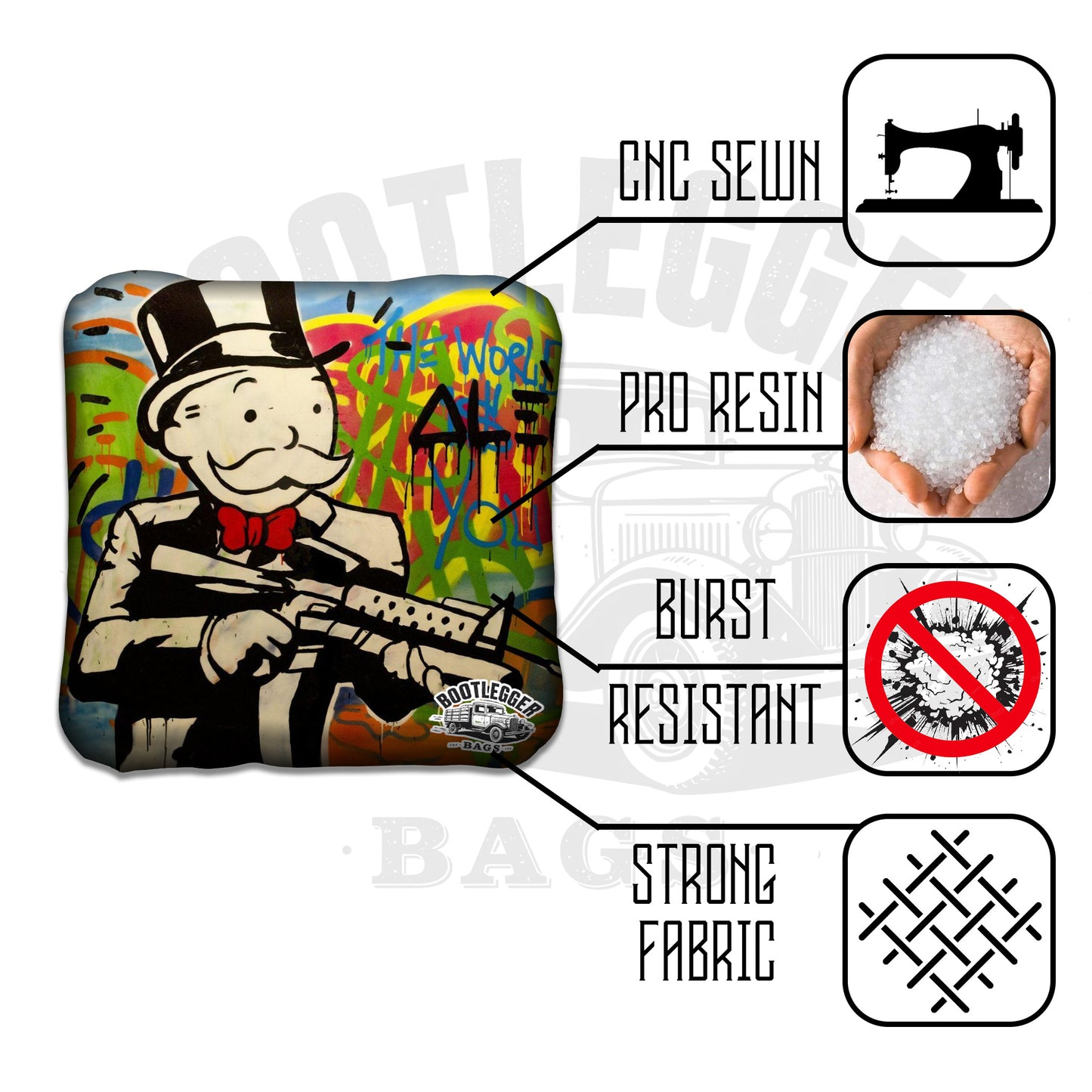 Alec Monopoly Man Cornhole Bags