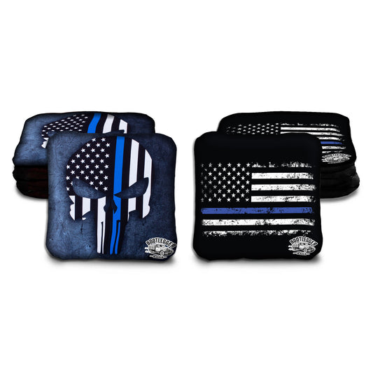 Thin Blue Line Punisher Flag Cornhole Bags