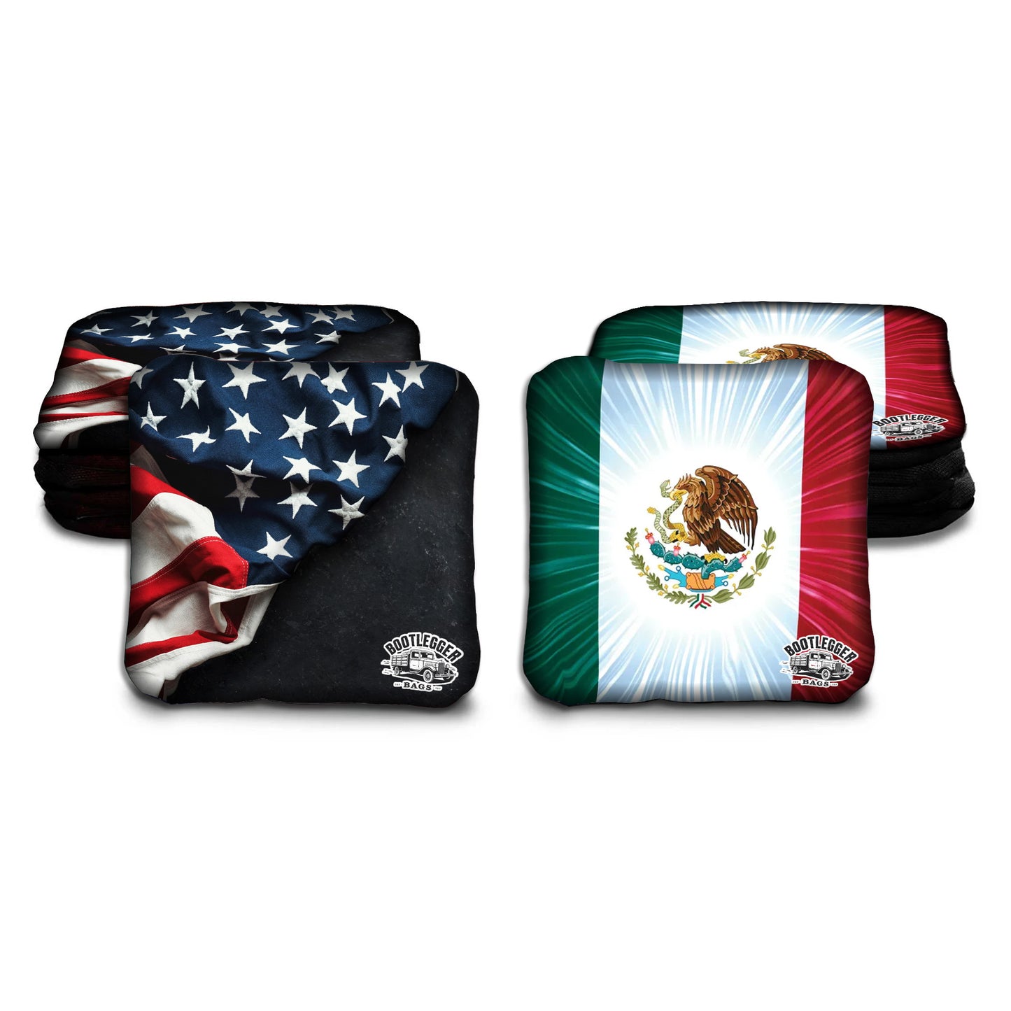 Mexican and American Flag Cornhole Bags