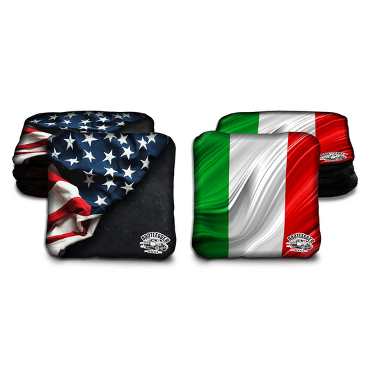 Italian and American Flag Cornhole Bags