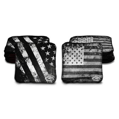 Black and White Distressed American Flag Cornhole Bags