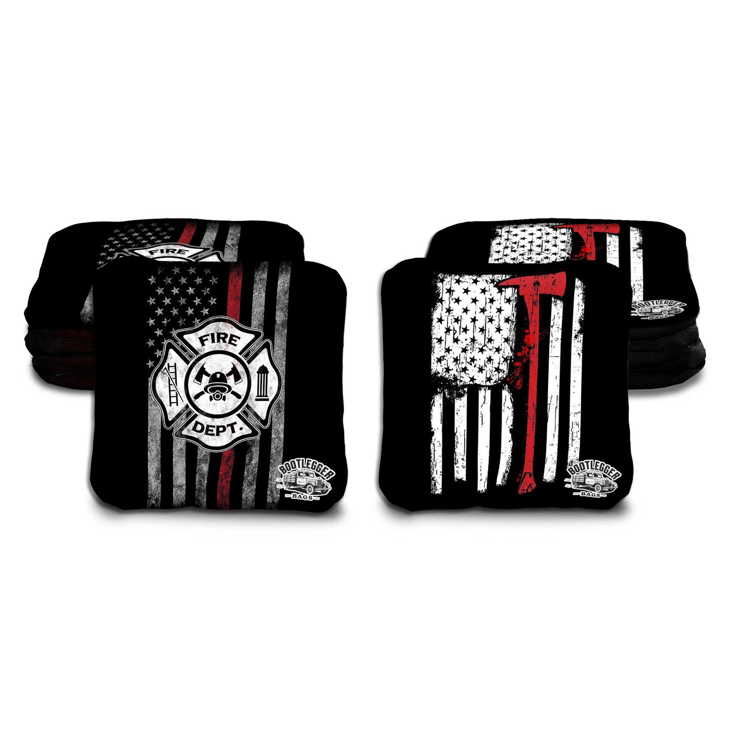 Thin Red Line Flag and Badge Cornhole Bags
