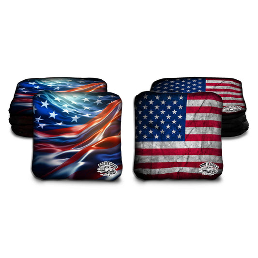 RWB American Flag Cornhole Bags