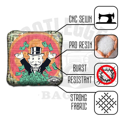 Mr. Monopoly Comic Style Cornhole Bags