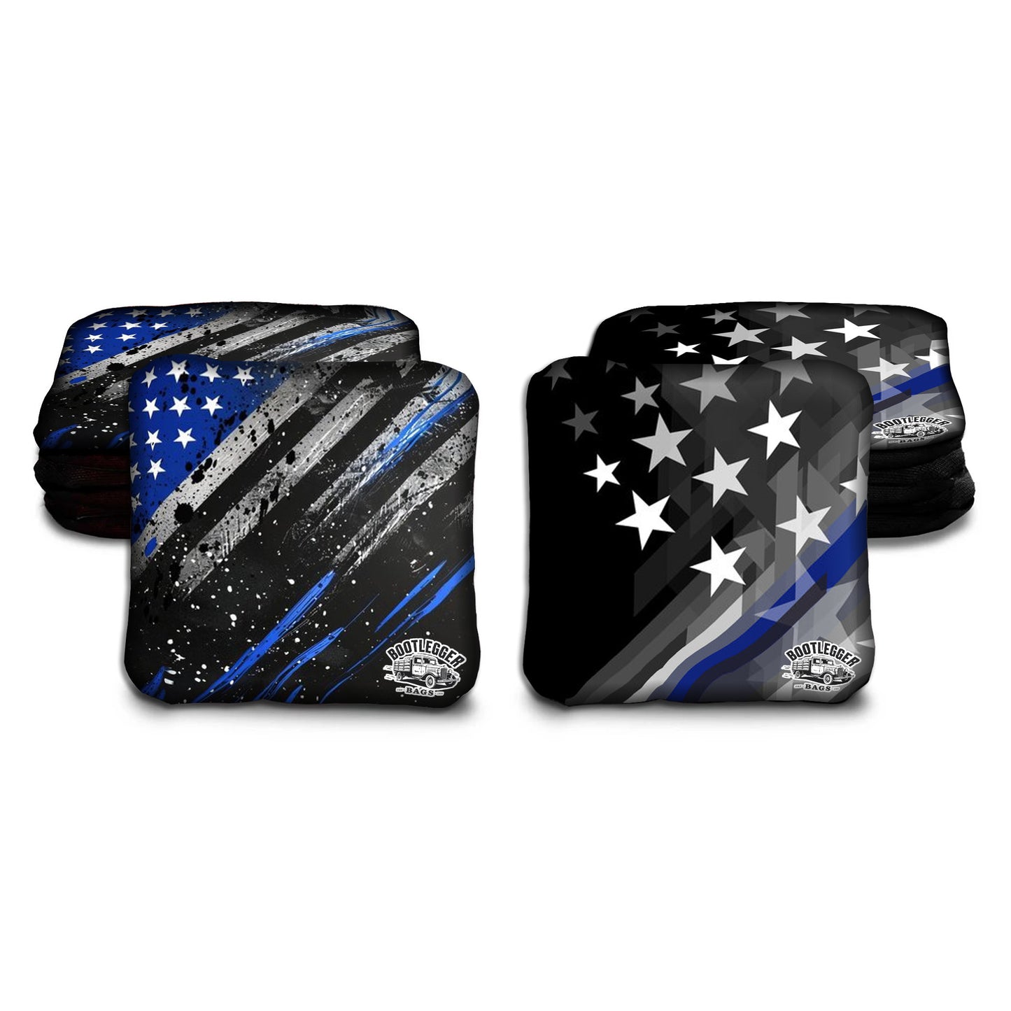 Thin Blue Line Splatter Flag Cornhole Bags