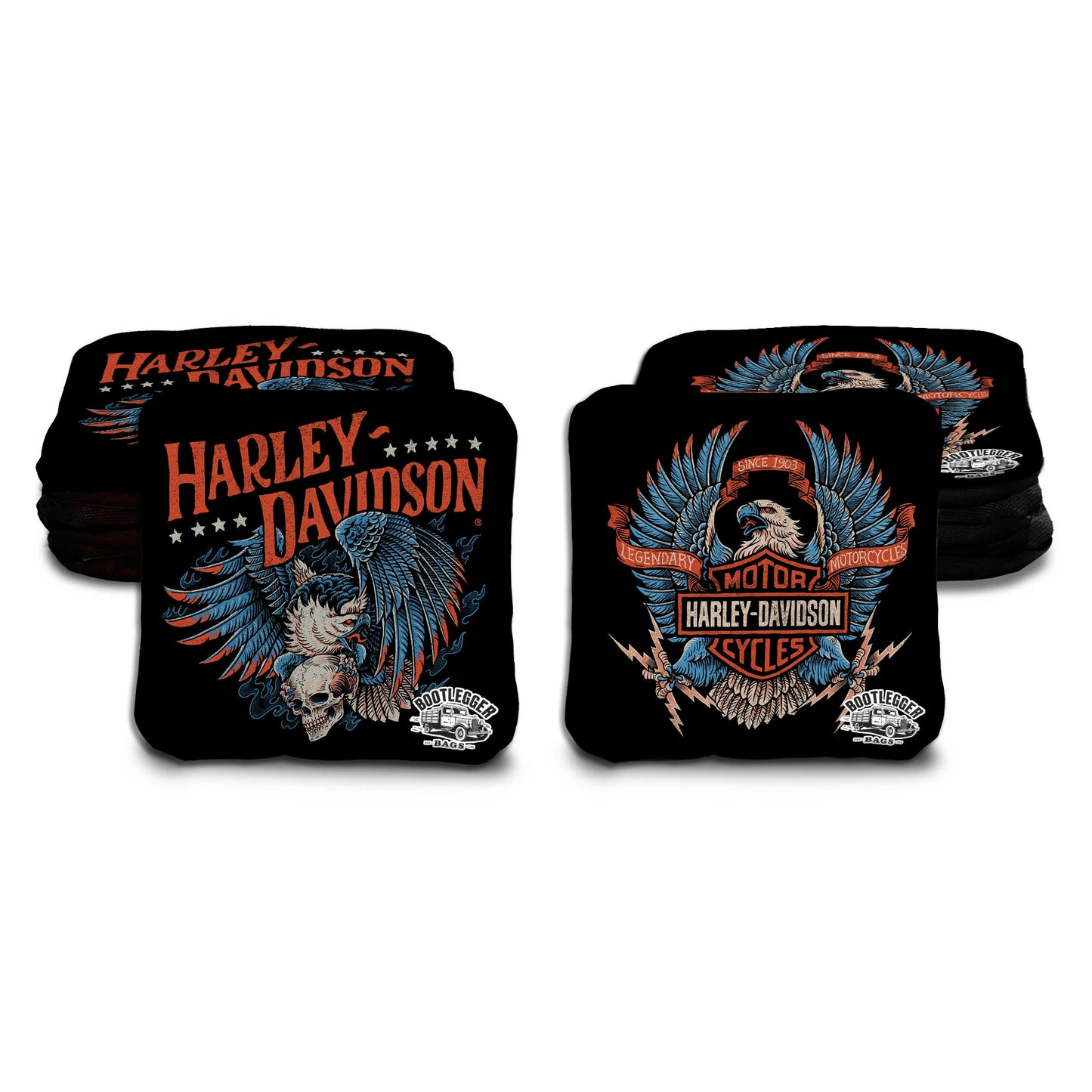 Harley Davidson Straw Castle 2 Cornhole Bags