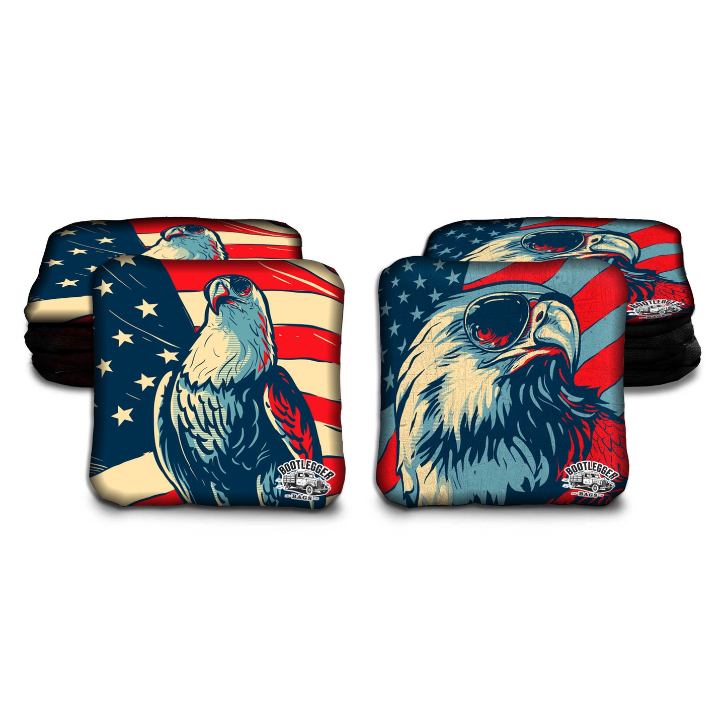 Retro Eagles on American Flags Cornhole Bags