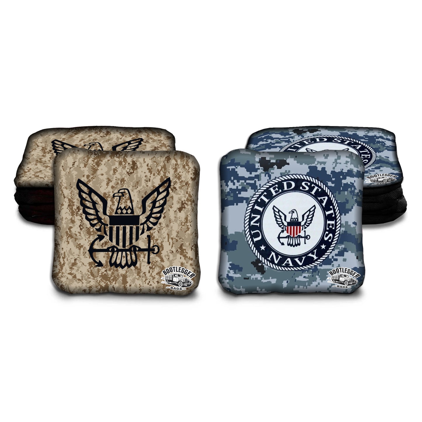 Navy Logo Camo Cornhole Bags