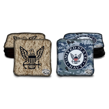 Navy Logo Camo Cornhole Bags