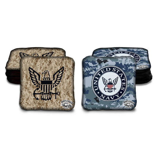 Navy Logo Camo Cornhole Bags