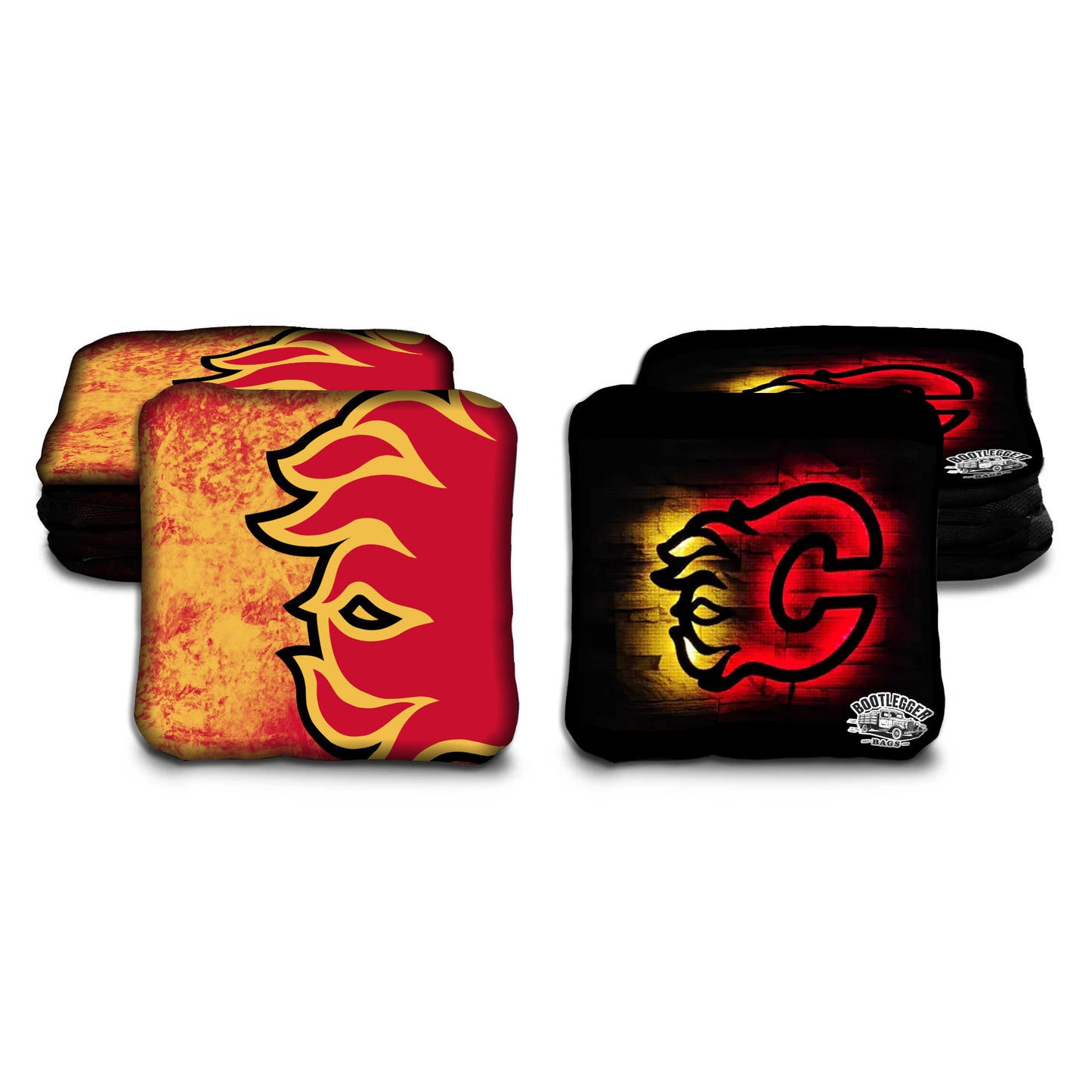 Calgary Flames Fan Art Cornhole Bags