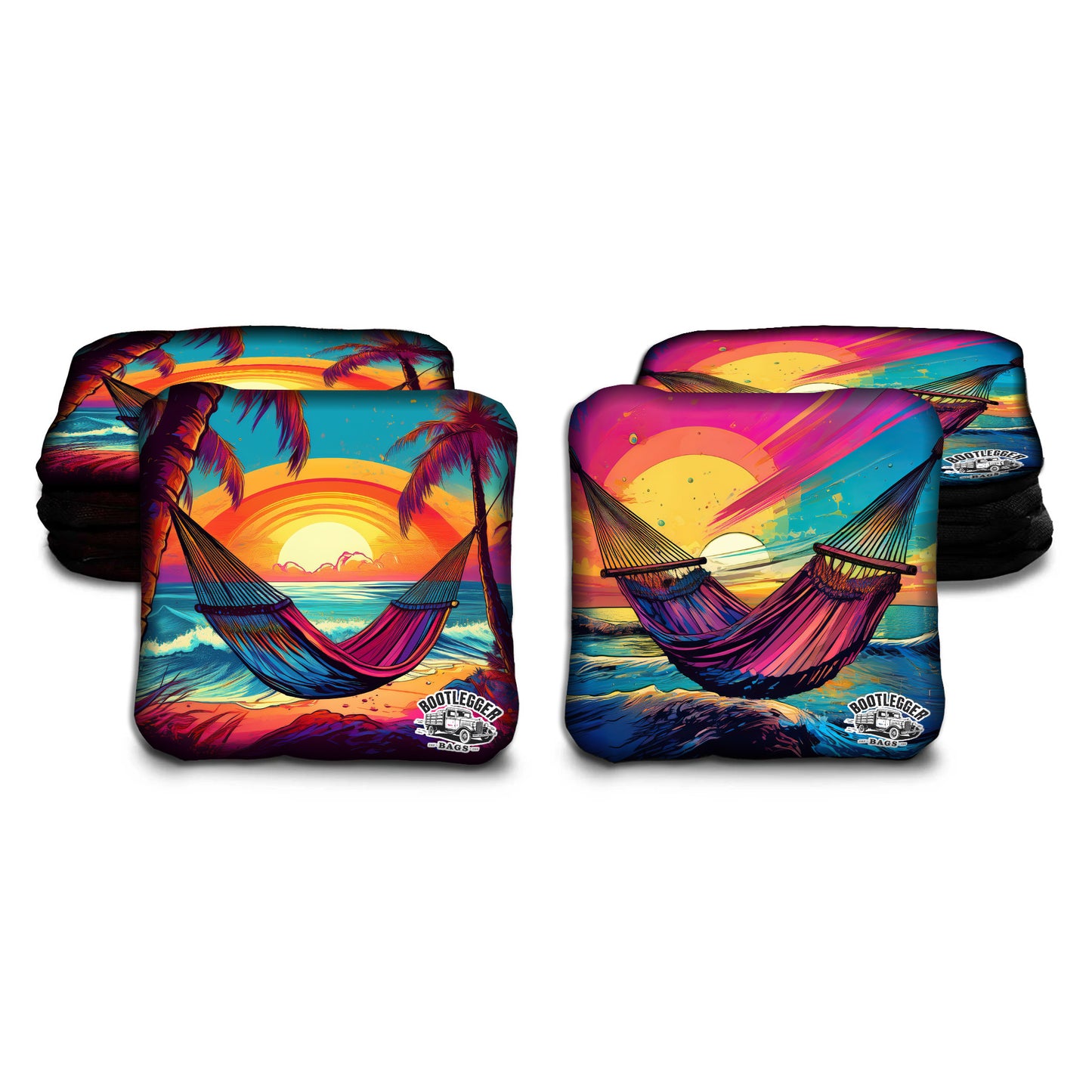Tropical Paradise Hammocks Cornhole Bags