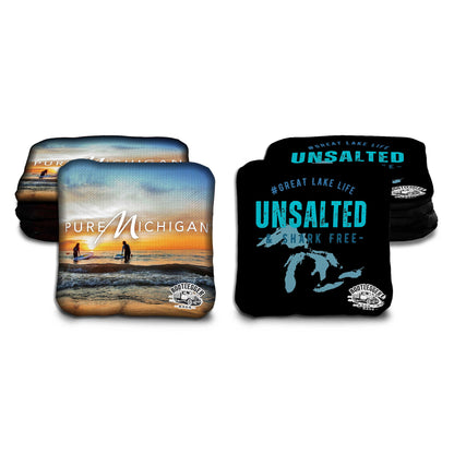 Pure Michigan and Unsalted and Shark Free Cornhole Bags