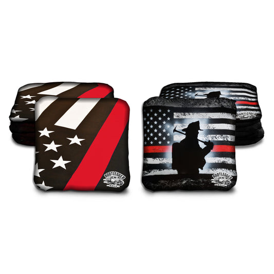 Thin Red Line with Sillouette Cornhole Bags