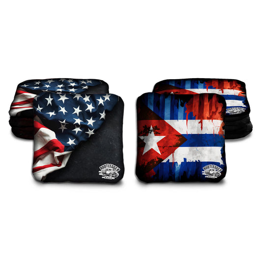 Cuban and American Flag Cornhole Bags