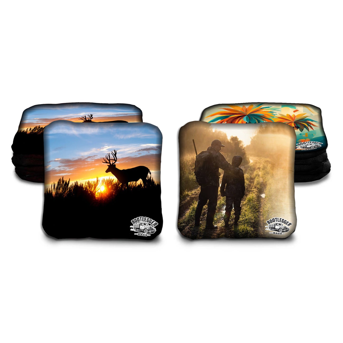 Hunting and Buck Sillouette Cornhole Bags