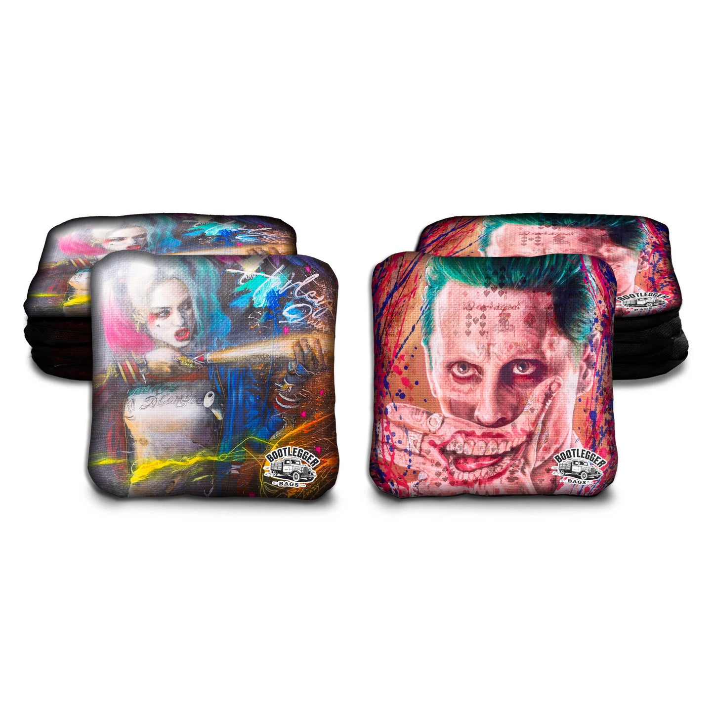 The Joker and Harley Quinn Fan Art Cornhole Bags