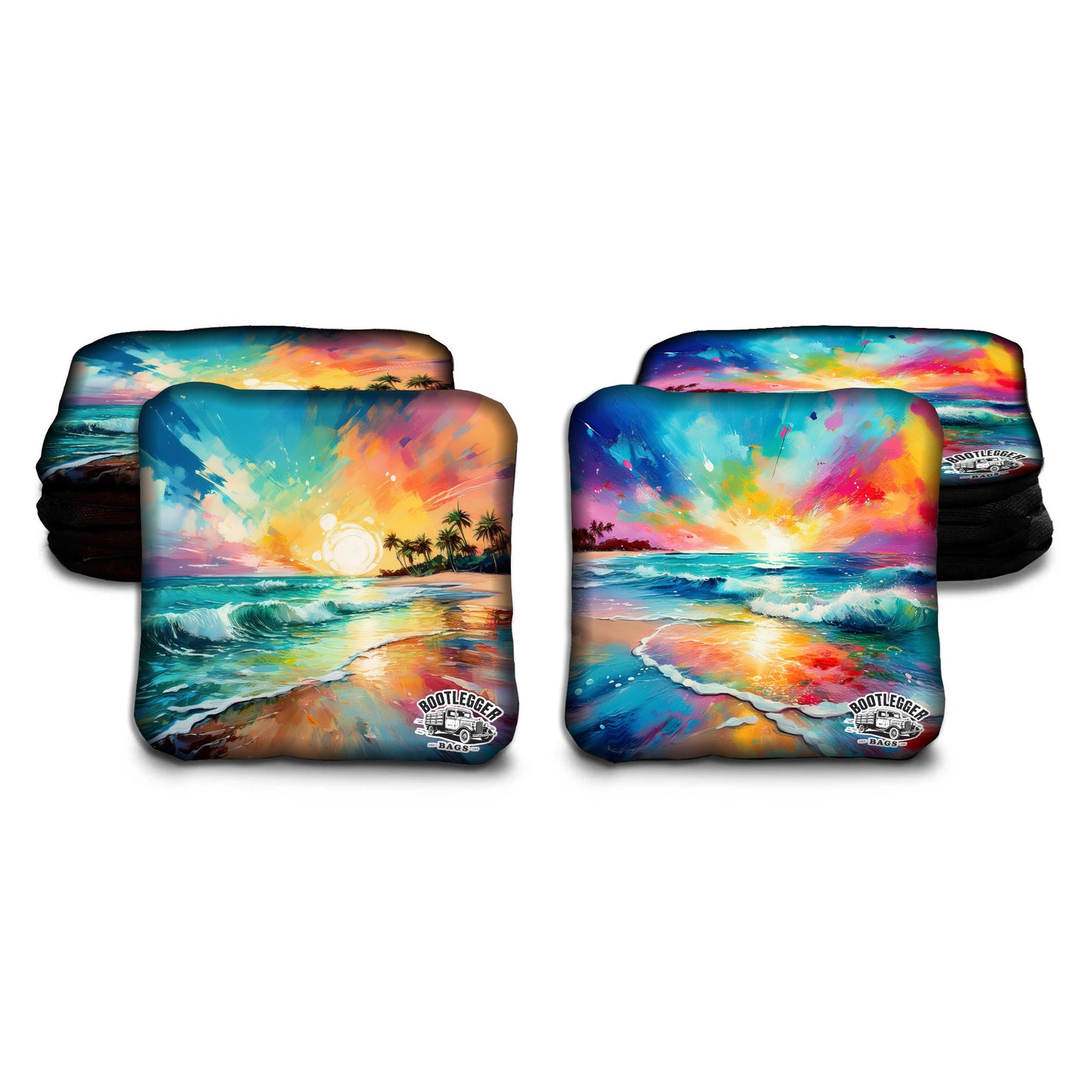 Beach Paradise Watercolor Cornhole Bags