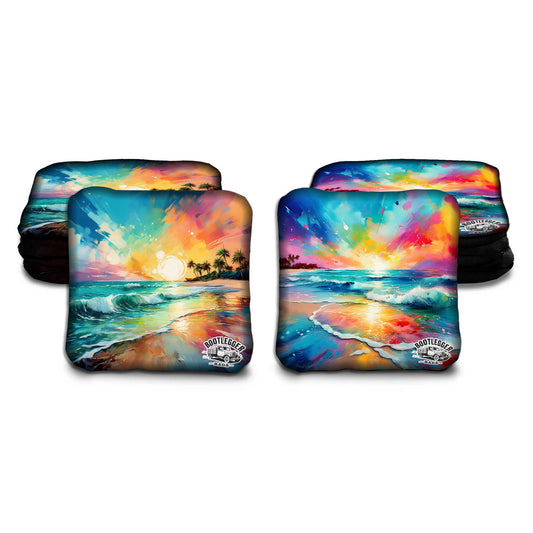 Beach Paradise Watercolor Cornhole Bags