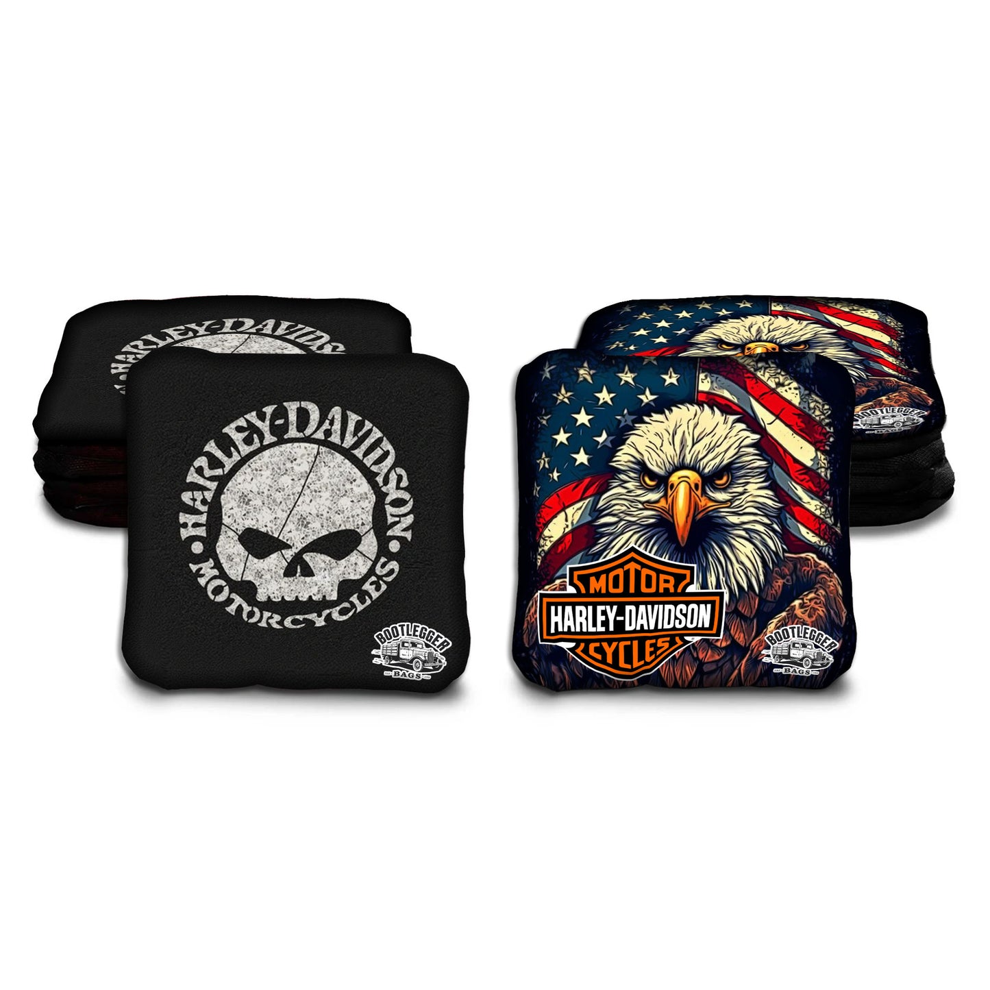 Harley Davidson Eagle and Skull Cornhole Bags
