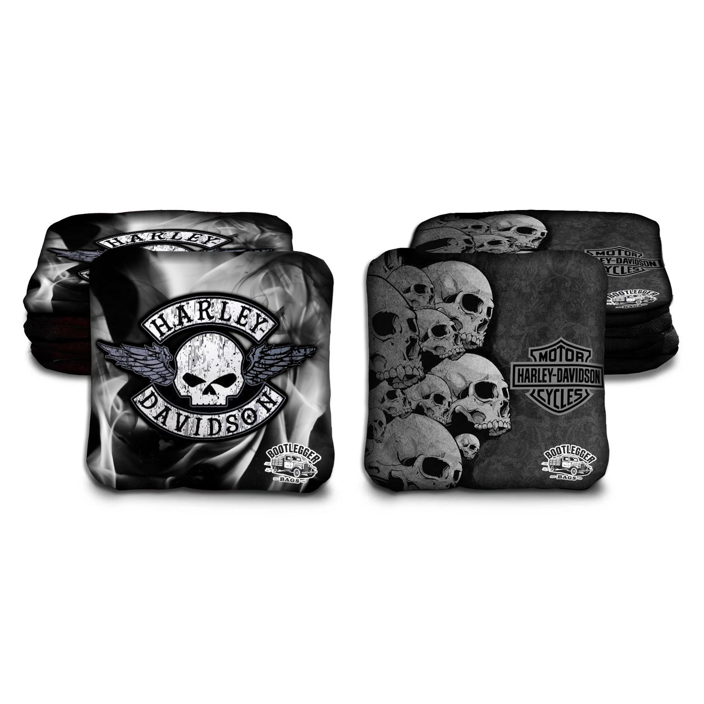 Harley Davidson Skulls and Smoke Cornhole Bags