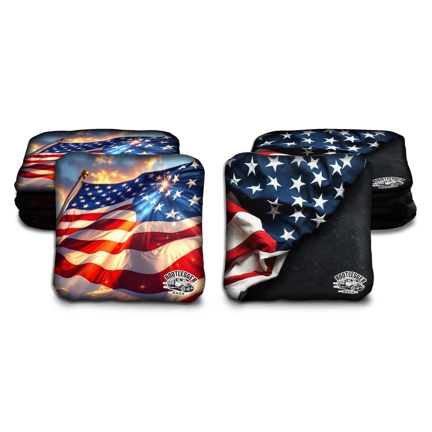 RWB American Flag Cornhole Bags